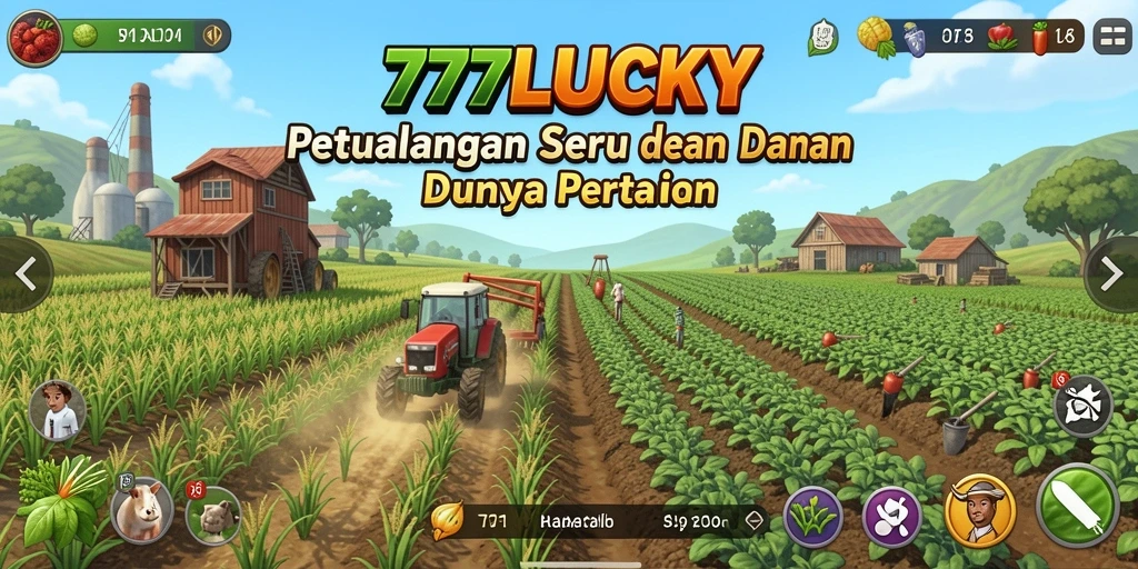 Screenshot permainan 777LUCKY menampilkan aktivitas pertanian yang menarik.