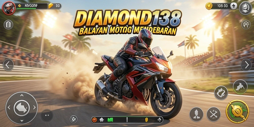Tampilan gameplay balapan motor yang seru dan menegangkan.