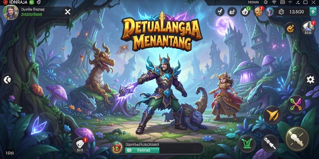 Screenshot gameplay IDNRAJA menampilkan momen petualangan epik di dunia fantasi.