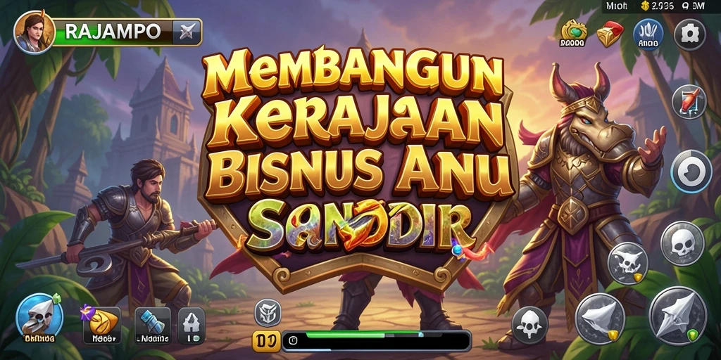 Tampilan gameplay menarik di RAJAMPO dengan berbagai opsi bisnis.